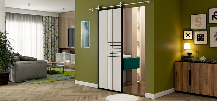 sliding bathroom door installation in Alhambra